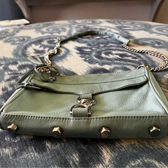 REBECCA MINKOFF Turquoise Leather Mini Mac Crossbody Bag Purse silver hardware - Picture 5 of 11